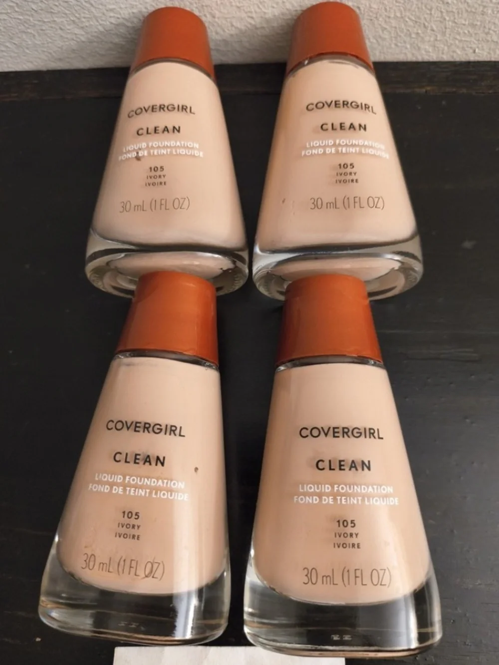 Covergirl Clean Liquid Foundation # 105 Ivory, 1 oz., x4 DISCONTINUED